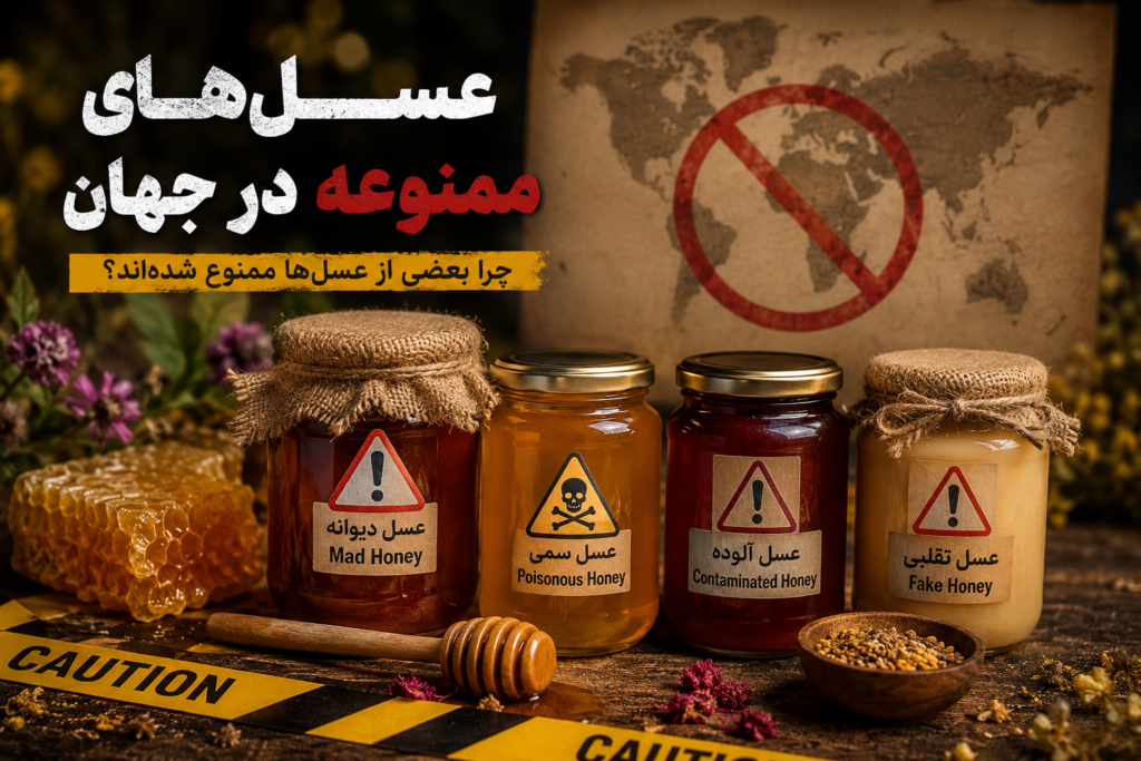 عسل‌های ممنوعه جهان شامل عسل دیوانه، عسل‌های آلوده به آنتی‌بیوتیک، فلزات سنگین و سموم کشاورزی