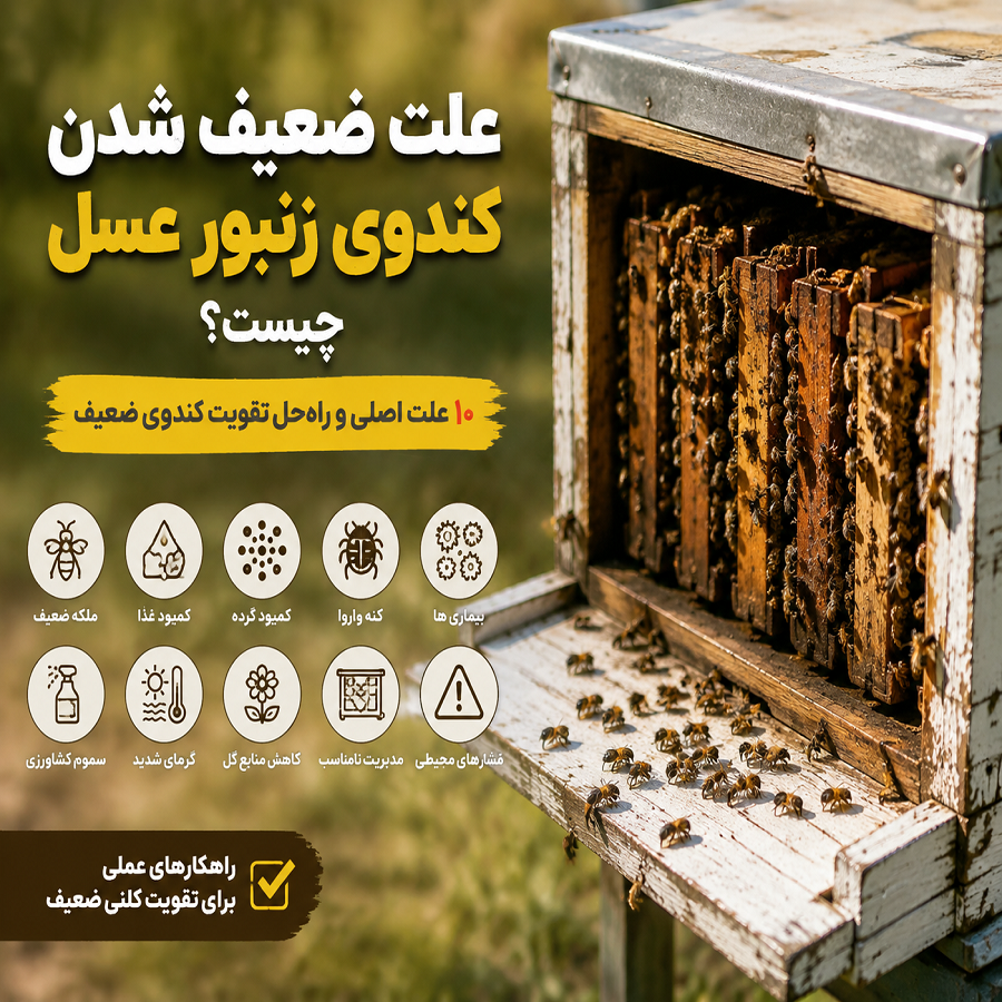 علت ضعیف شدن کندوی زنبور عسل و بررسی عوامل کاهش جمعیت کلنی